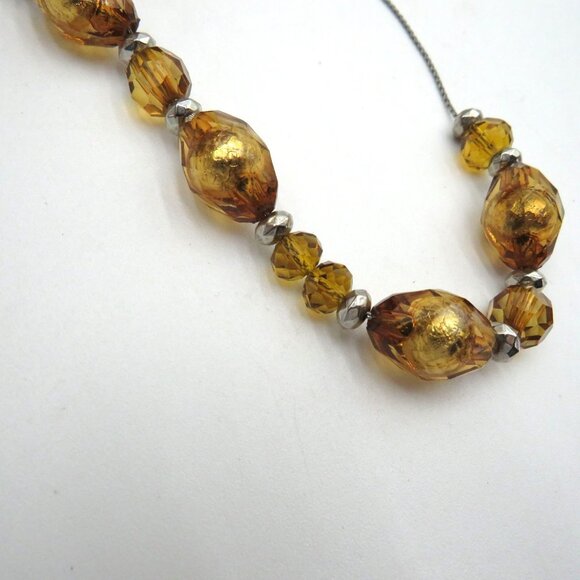Amber Lucite‎ Bead Necklace Silver Tone 17" Chain Faceted Adjustable Vintage - Picture 5 of 5
